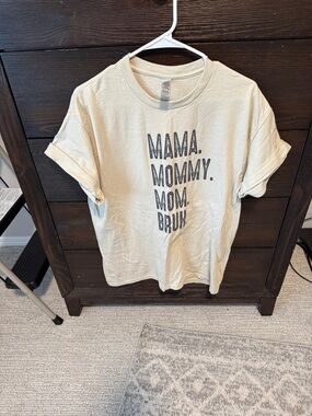 Mama Mommy Mom Bruh Graphic Tee - Cream Kids Top